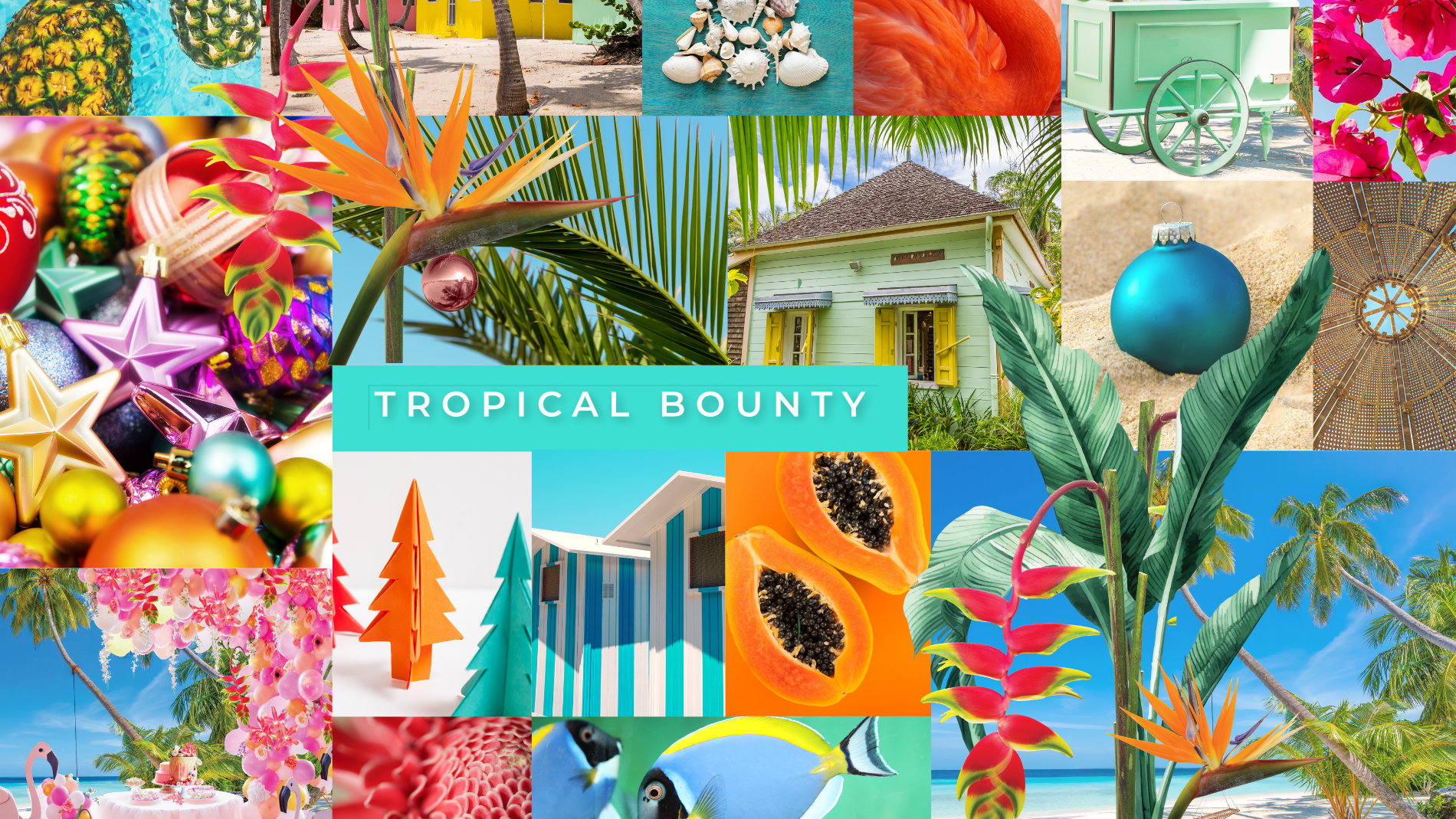 moodboard "Tropical Bounty" of Decoration Unlimited, the special show at Christmasworld